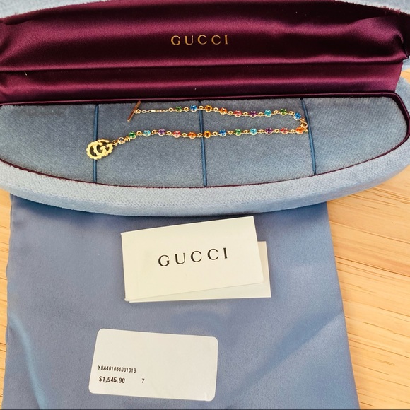 Gucci Running GG 18K Gold Multi-Stone Bracelet NWT - Picture 12 of 16